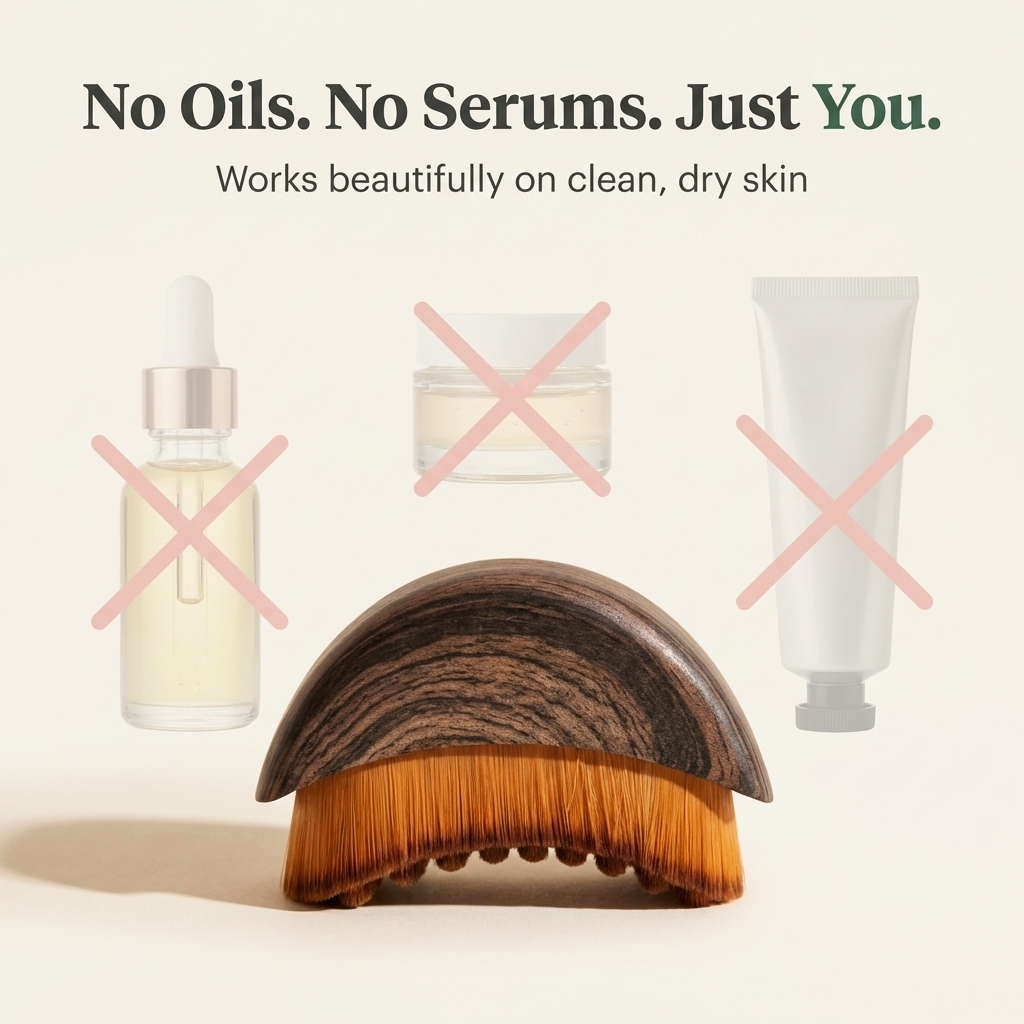 No oils, no serums, just you - brush centered with faded crossed-out products