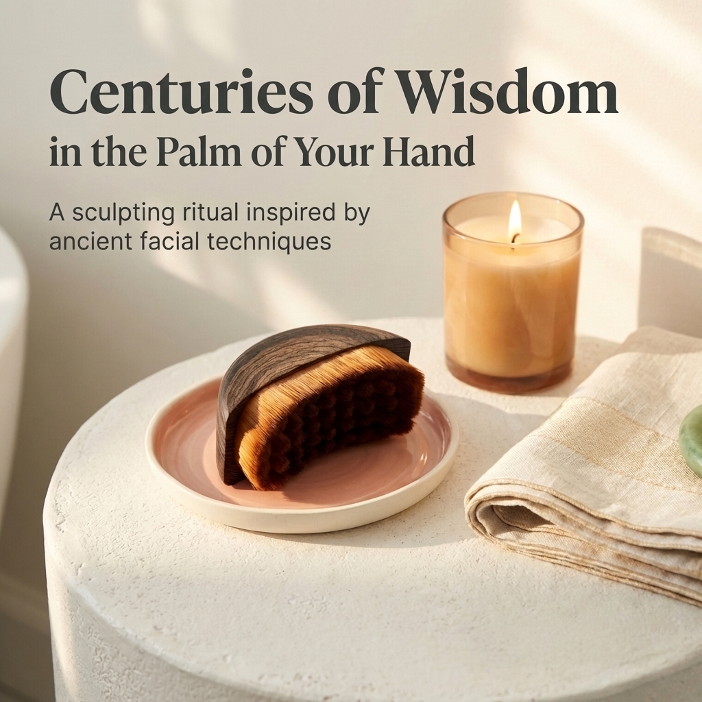 Centuries of wisdom in the palm of your hand - sculpting brush on blush ceramic tray with candle