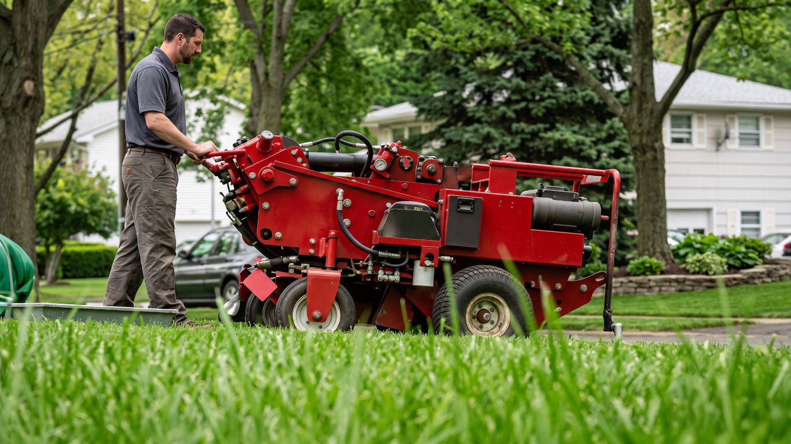 Impact sprinkler head spraying at the end of the irrigation season